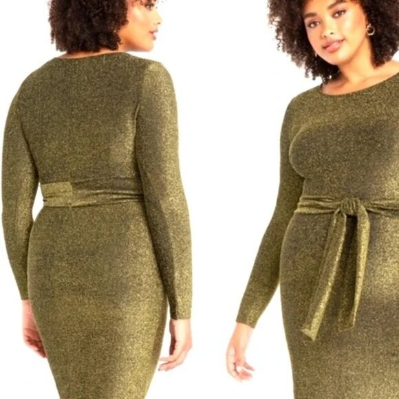 Eloqui Lurex Tie Waist Dress - Picture 3 of 6